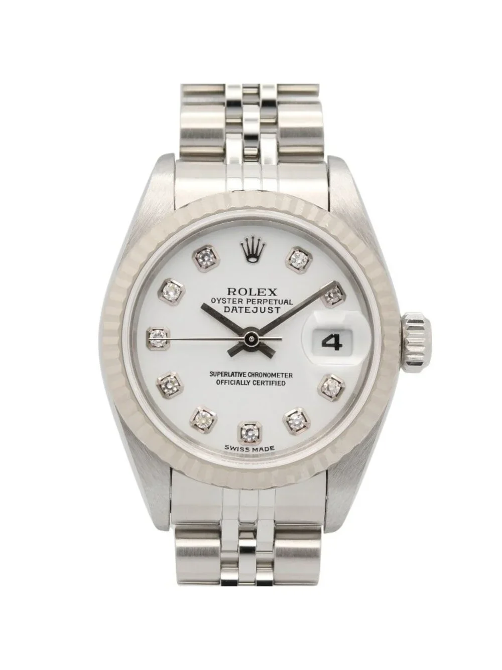 Rolex Watch Datejust Diamond Number WH NP 18K White Gold Stainless Steel
